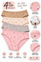 Women's Camisole Ribbed Bikini Panties 4-Pack 100% Cotton Patterned Assorted Colors M-L-Xl - 2