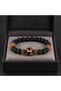 Black Beaded Bracelet with Bronze Detail – Orange Patterned Bohemian Daily Accessory - 3