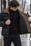 Men's Suede Collar Puffer Coat - 3