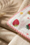Strawberry Patterned Red Edge Piping Embroidered Cotton Muslin Baby Blanket 90*90 cm - 3