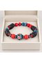 Black Red Blue Beaded Bracelet – Modern Accessory with Patterned Center Bead - 2