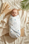 Star Patterned Blue Edge Piping Embroidered Cotton Muslin Baby Blanket 90*90 cm - 3