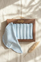 100% Cotton Blue Plain Baby Mouth Wipes Set - Set of 7 Soft Textured Baby Wipes with Ecological Gift Box - 5