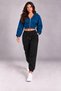 Women's Hooded Zippered Cropped Elastic Cuffed Sweatpants 3 Thread Rastered Set - 5