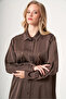 Cotton Satin Cap Shirt 40400 Brown - 5