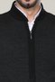 Black Men's Knitwear Knitted Acrylic Winter Thick Textured Zippered Dad Vest for Middle Age and Above - 5
