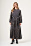 Patterned Cupro Dress 40800 Anthracite - 4