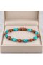 Turquoise Beaded Ethnic Bracelet with Brown Textured Beads and Gold Spacer - 2