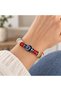 Cream Red Detailed Beaded Bracelet with Blue Patterned Figures, Ethnic Stylish Accessory