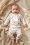 Mia Bunny 100% Cotton Ribbed Baby Girl Set - Pink Rabbit Patterned Long Sleeve Bodysuit and Leggings Set
