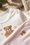 Baby Girl 100% Cotton Pink Bear Patterned 2-Piece Set - Long Sleeve Bodysuit and Stretchy Pants Set - 4