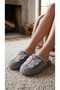 Women's Gray Comfort 3D Butterfly Figured Plush House Slippers