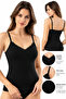 Women's 3-Piece Assorted Ribbed Undershirt with Lace Detail, V-Neck, Thin Straps, 95% Cotton, 5% Elastane, Stretchy Underwear - 8