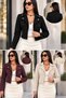 Women's Biker Collar Button Detailed Short Suede Jacket - 2