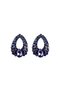 Xuping Gold Navy Blue Stone Hammered Oval Asymmetric Dangle Earrings - Vintage Glamorous Non-Tarnish Anti-Allergic Vibrant Colorfast Stylish Women's Earrings - 4