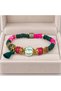 Emerald Green Fuchsia Beaded Tassel Bracelet – Stylish Accessory with Gold Detail - 3