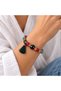 Turquoise Fuchsia Beaded Tassel Bracelet – Stylish Bohemian Accessory with Gold Detail
