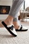 Black Bowknot Plush House Slippers / Soft Sole Comfortable Indoor Slippers - 4