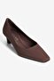 Women's Suede Heeled Shoes Stiletto Square Toe Short Heel Leni Brown - 4