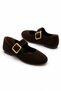 Ones Side Scarf Buckle Round Genuine Leather Women's Ballerinas Brown Suede - 2
