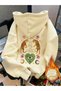 Women's Beige Oversized Tiger Stripe Printed Hooded Sweatshirt - 2