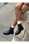 Black Leather (Bracly) Women's Boots with Rubber Detail - 3