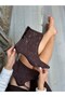 Brown Lace (Vossely) Women's Heeled Boots with Zipper Detail - 5