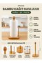 Bamboo Paper Towel Holder Square Base Countertop Roll Towel Stand 31 cm - 3