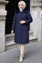 110 cm Quilted Coat with Detachable Hood Navy Blue Hnt2805 - 2