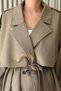 Karamel Oversize Polyviscon Long Trench Coat with Shoulder Appliques 9476 - 3