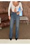 Women's High Waist Pale Effect Lycra Wide Leg Palazzo Jean - 2