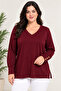 Women's Plus Size V-Neck Blouse with Cuff Buttons - 6