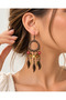 Bohemian Ethnic Dangle Earrings with Beads and Leaf Detail Long Earrings Gold Color - 3