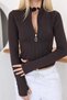 Women's Diving Fabric Zipper Stand Collar Slim Fit Sports Jacket Finger Loop Long Sleeve Fitness Pilates Running Hiking Top - 4