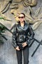 Belted Faux Leather Short Jacket Sun523 - 4