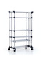 Vertical Rack with Wheels - 4-Tier Movable Clothes Drying Rack - Stainless Steel Hanging Garment Rack with Double Rails - Foldable Storage Organizer for Bedroom, Closet & Laundry Room - 2