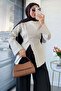 Premium Side Buttoned Back Tie Blouse - Beige