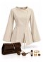 Premium Side Buttoned Back Tie Blouse - Beige - 3
