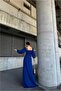 Satin Square Maxi Evening Dress Fabric Dress Collar - 4
