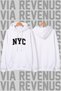 Nyc Printed Wide Fit Hoodie - 3 Thread Fleece Hood Lining with Rope Detail