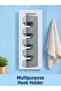 Multipurpose Hook Holder - Wall Mounted 4 Hooks Self Adhesive Towel Clothes Holder - 2
