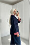 Women's Striped Detailed Collar and Wide Cuff Belted Tunic 70 cm - 5