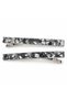 Set of 2 Black and Gray Marble Patterned Hair Clips – Thin and Long-Styled Hair Clip Set - 9 cm - 2