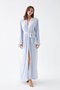 Women's Long Blue Cotton Jersey Robe - 3