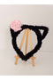 Pink Sequined Oyster Plush Girl's Crown with Cat Ears - 5