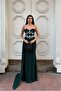 Stone Detailed Evening Dress Long Sleeves - 3