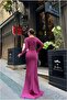 Heart Slit Evening Dress with Collar and Long Sleeves - 2