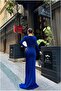 Heart Slit Evening Dress with Collar and Long Sleeves - 4