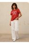 Cotton T-shirt with Text Embroidery - 3