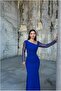 Asymmetrical Maxi Detailed Evening Dress Stone Dress Collar - 3